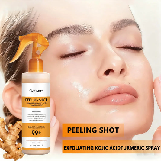 Kojic Acid Turmeric Body Exfoliating Cleansing Spray for Dark Spots Smooth Skin Moisturizing Brightening Mist for All Skin Types