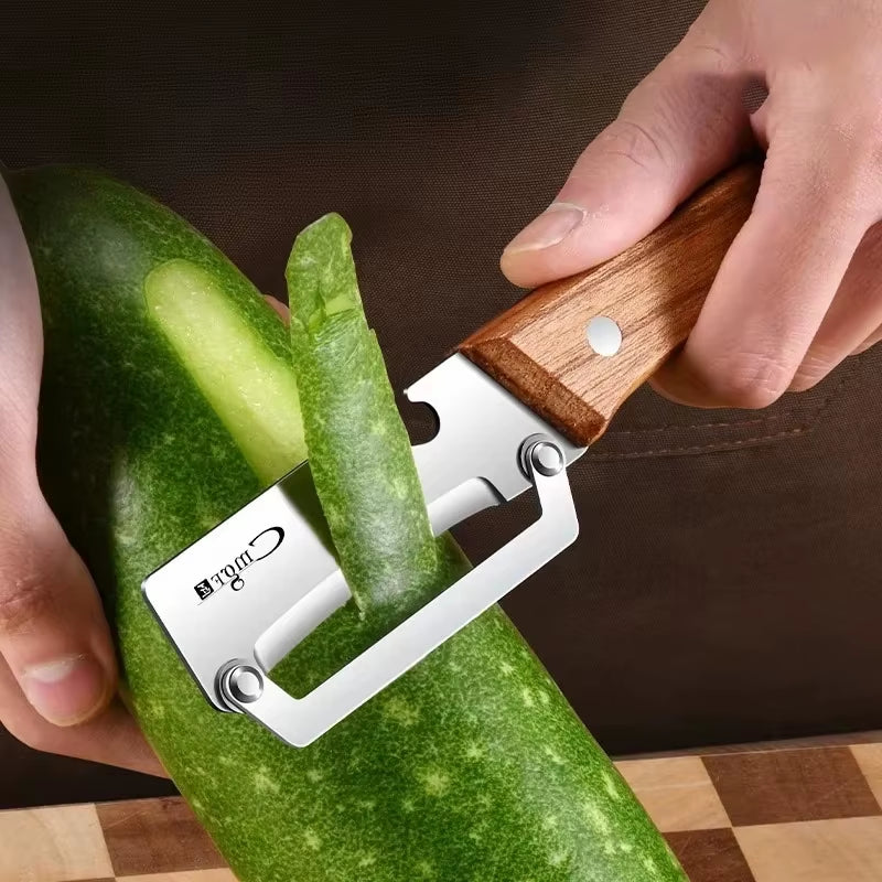 1Pcs Stainless Steel Peeler with Wooden Handle for Peeling and Slicing Fruits and Vegetables | Durable and Smooth Operation