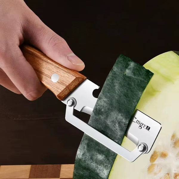 1Pcs Stainless Steel Peeler with Wooden Handle for Peeling and Slicing Fruits and Vegetables | Durable and Smooth Operation