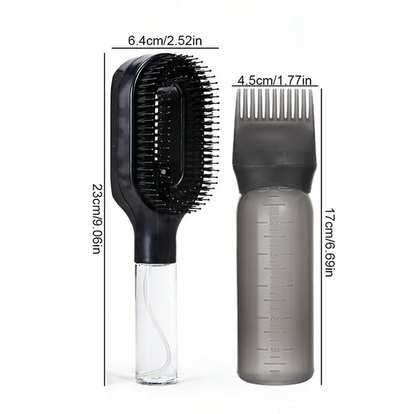 2Pcs Hair Spray Comb with 160Ml Hair Root Comb Applicator Bottle Refillable Bottle Frizz Control Hairbrush Hair Styling Tools